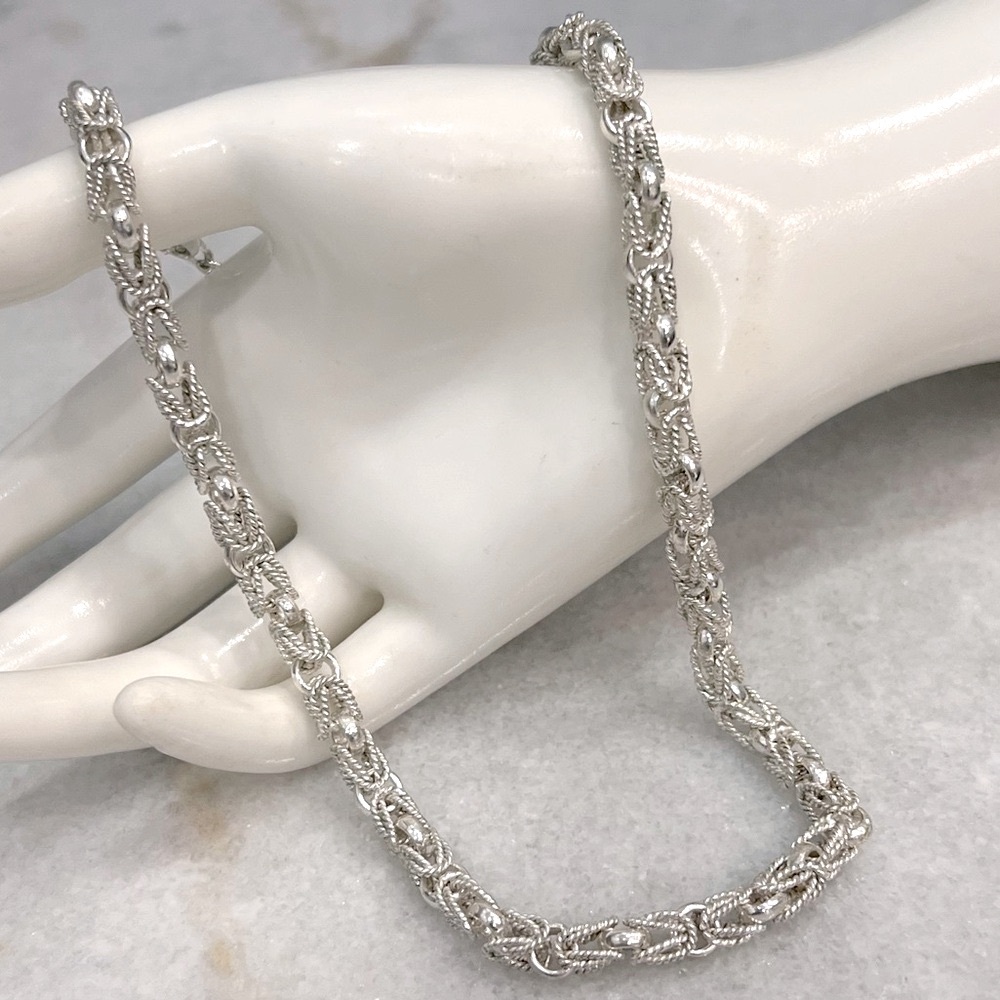 Sterling Silver Byzantine Rope Chain Necklace - Picture 1 of 10